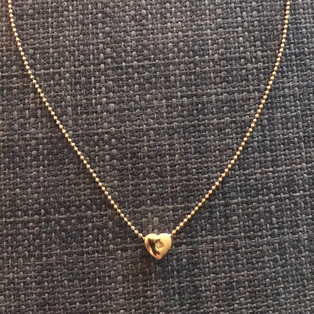 Gold Heart with Diamond Necklace - Picture 2 of 4